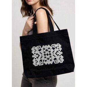 NWT Baggu Zip Top Abstract Canvas Tote Bag with Shoulder Strap
